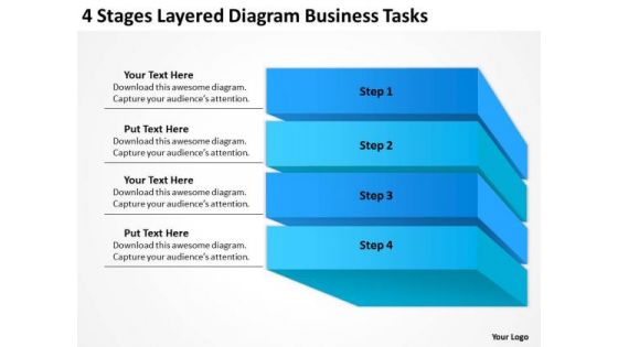4 Stages Layered Diagram Business Tasks Ppt Plan PowerPoint Slides