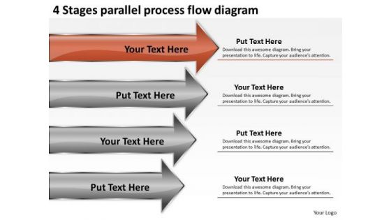 4 Stages Parallel Process Flow Diagram Ppt Business Plan Cover Letter PowerPoint Slides