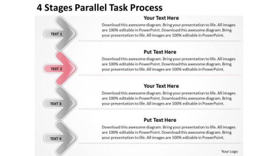 4 Stages Parallel Task Process Small Business Plan PowerPoint Slides