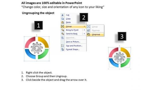 4 Stages Pie With Gear Diagram How To Create Business Plan PowerPoint Templates