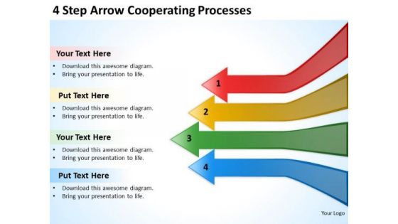 4 Step Arrow Cooperating Processes Marketing Plan Template PowerPoint Templates