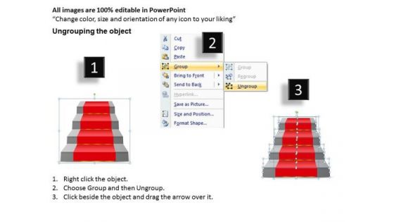 4 Steps Stairs With Carpet PowerPoint Presentation Template