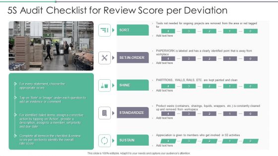 5S Audit Checklist For Review Score Per Deviation Graphics PDF
