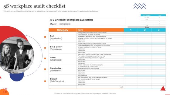 5S Workplace Audit Checklist Quality Control Planning Templates Set 1 Clipart PDF