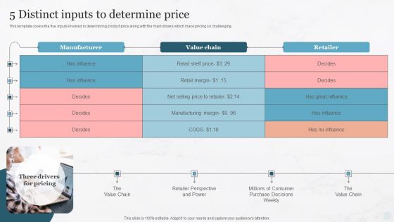 5 Distinct Inputs To Determine Price Pricing Strategies For New Product In Market Brochure PDF