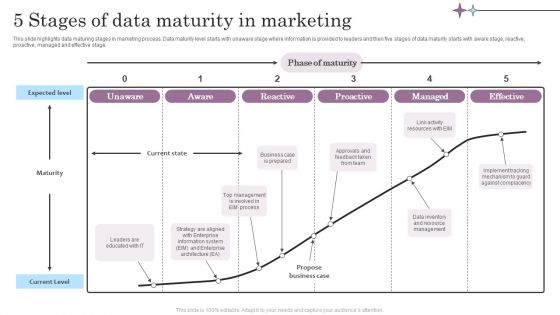 5 Stages Of Data Maturity In Marketing Mockup PDF
