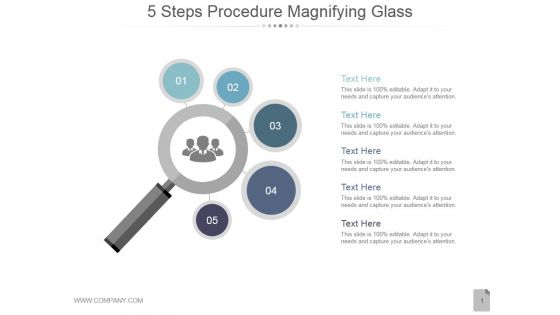 5 Steps Procedure Magnifying Glass Ppt PowerPoint Presentation Diagrams