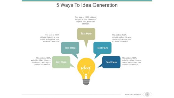 5 Ways To Idea Generation Ppt PowerPoint Presentation Visual Aids
