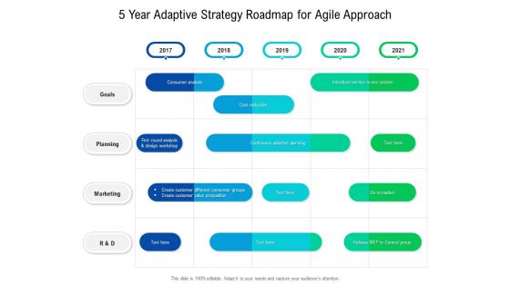 5 Year Adaptive Strategy Roadmap For Agile Approach Brochure