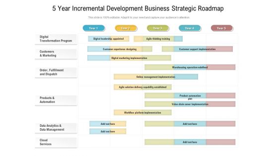 5 Year Incremental Development Business Strategic Roadmap Themes