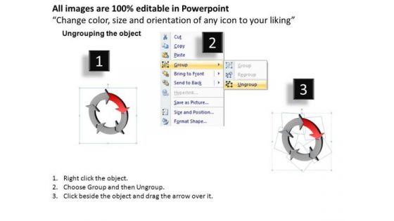 5 Arrows Circle Process Flow Diagram PowerPoint Slides