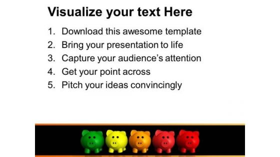 5 Colorful Piggy Bank Saving PowerPoint Templates Ppt Backgrounds For Slides 0213
