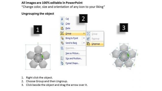 5 Hexagon Shaped In Circle Venn Diagram Successful Business Plan PowerPoint Slides