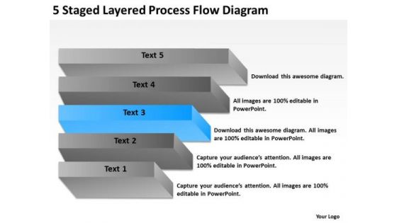 5 Staged Layered Process Flow Diagram Ppt Examples Of Business Plan PowerPoint Templates