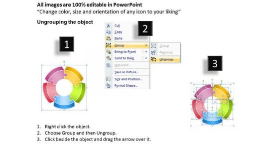 5 Stages Circular Implementation Business Plan PowerPoint Slides