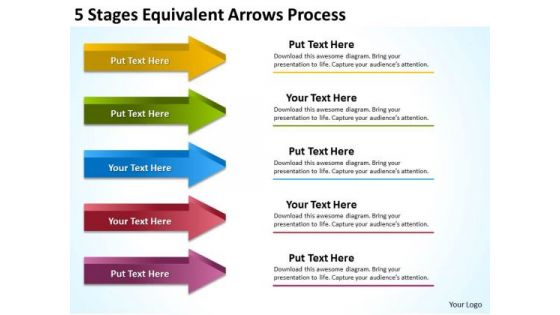 5 Stages Equivalent Arrows Process Business Plan Samples PowerPoint Slides