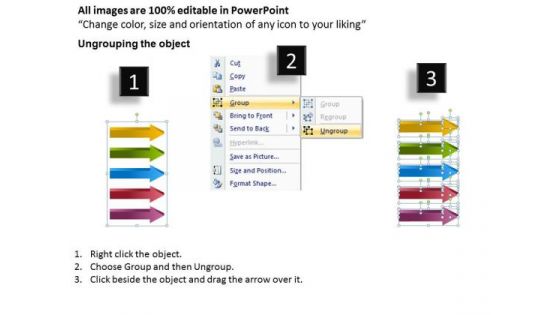 5 Stages Equivalent Arrows Process Business Plan Samples PowerPoint Slides