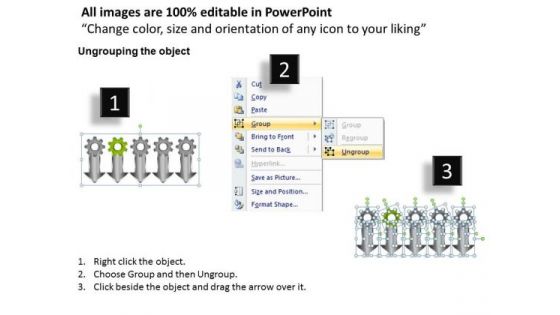 5 Stages Gears Parallel Flow Chart Basic Business Plan Template PowerPoint Templates
