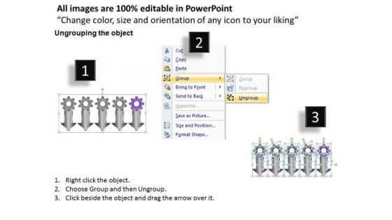 5 Stages Gears Parallel Flow Chart Business Plan Template PowerPoint Slides