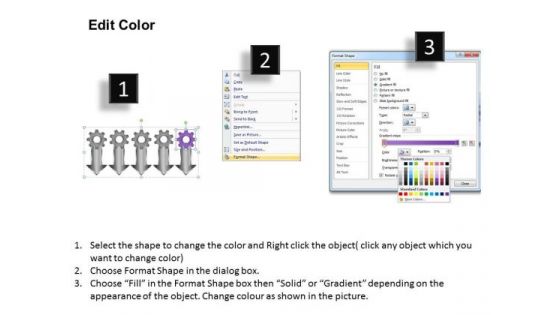 5 Stages Gears Parallel Flow Chart Business Plan Template PowerPoint Slides