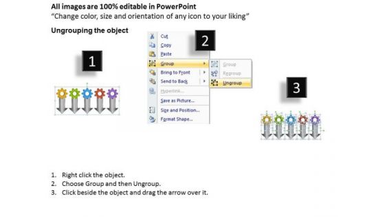 5 Stages Gears Parallel Flow Chart Pimport Export Business Plan PowerPoint Slides