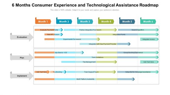 6 Months Consumer Experience And Technological Assistance Roadmap Template