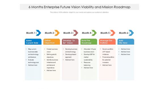 6 Months Enterprise Future Vision Viability And Mission Roadmap Template