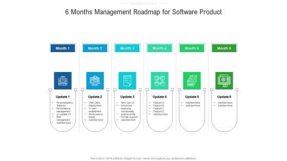 6 Months Management Roadmap For Software Product Portrait