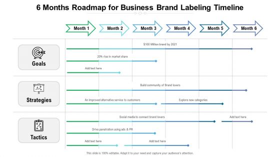6 Months Roadmap For Business Brand Labeling Timeline Information