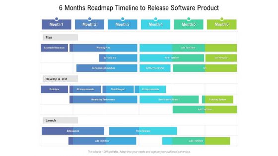 6 Months Roadmap Timeline To Release Software Product Pictures