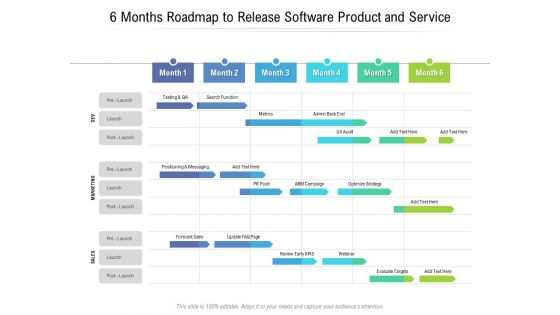 6 Months Roadmap To Release Software Product And Service Icons