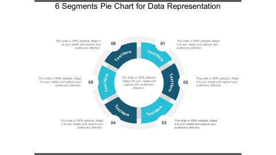 6 Segments Pie Chart For Data Representation Ppt PowerPoint Presentation Icon Graphics