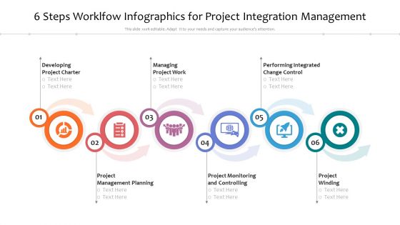 6 Steps Worklfow Infographics For Project Integration Management Ppt PowerPoint Presentation Icon Example File PDF