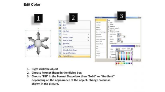 6 Diverging Branches Of The Process Ppt Relative Circular Arrow Chart PowerPoint Templates