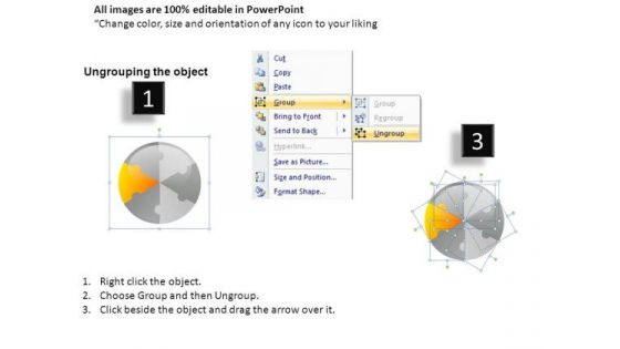 6 Piece Circles Each Piece Separate PowerPoint Slides And Ppt Diagram Templates