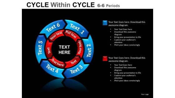 6 Stage 2 Layers PowerPoint Circle Chart Slides