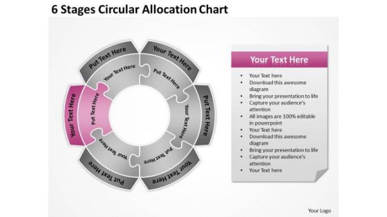 6 Stages Circular Allocation Chart Annual Business Plan Template PowerPoint Templates