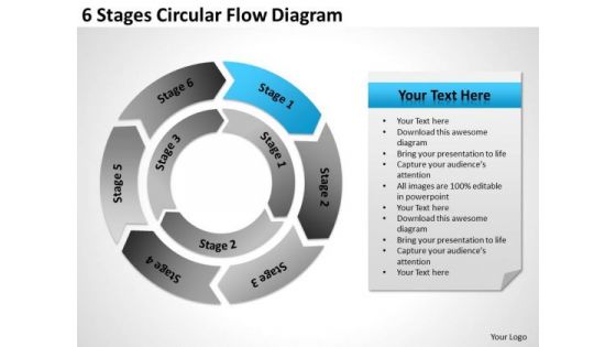 6 Stages Circular Flow Diagram Business Plan PowerPoint Slides