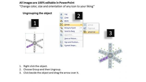 6 Stages Diverging Arrow Business Process Ppt Circular Spoke Network PowerPoint Templates