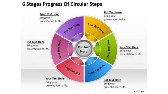 6 Stages Progress Of Circular Steps Business Plan PowerPoint Templates