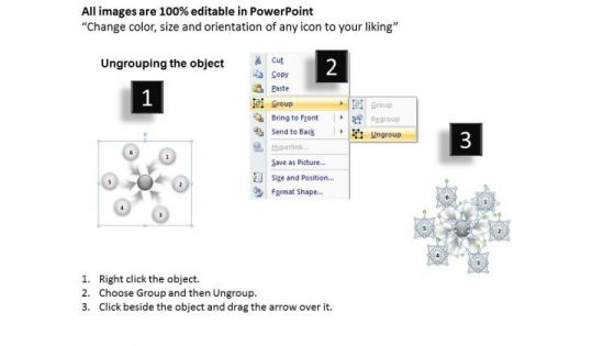 6 Steps Converging Arrows To Center Point Ppt Circular Spoke Network PowerPoint Templates