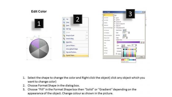 6 Steps Pie Chart Process Business Plan Worksheet PowerPoint Templates