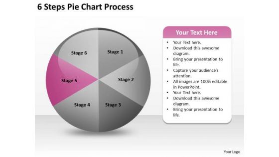 6 Steps Pie Chart Process Example Of Small Business Plan PowerPoint Slides