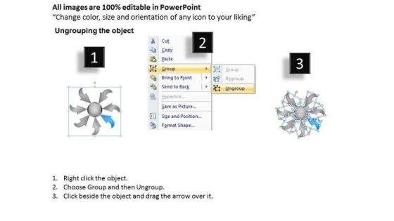 7 Arrows Converging Towards Single Task Process Circular Diagram PowerPoint Slides