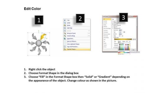 7 Arrows Converging Towards Single Task Process Cycle Layout PowerPoint Slides