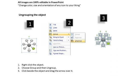 7 Converging And Diverging Factors Process Flow Gear PowerPoint Templates