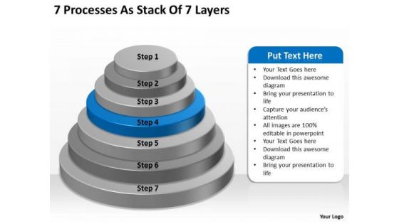 7 Processess As Stack Of Layers Ppt Business Plan Free PowerPoint Templates