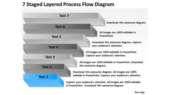7 Staged Layered Process Flow Diagram Ppt Business Plan Outline Template PowerPoint Slides
