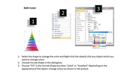 7 Stages Forming Colorful Pyramid Business Plan PowerPoint Templates