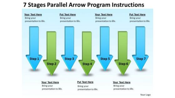 7 Stages Parallel Arrow Program Instructions Elements Business Plan PowerPoint Templates